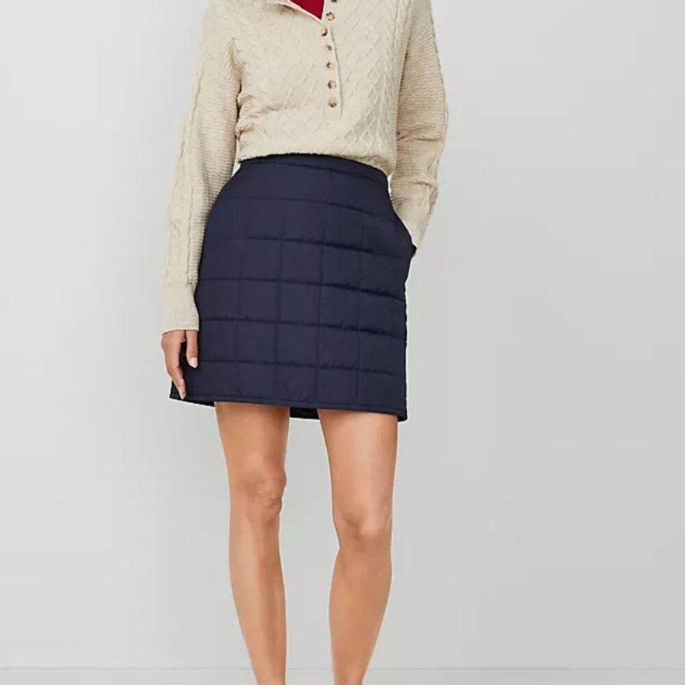 AT - Navy Blue - Weekend Collection Quilted A-Line Skirt